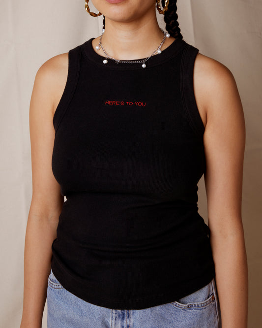 H2Y Text Tank Top - Black