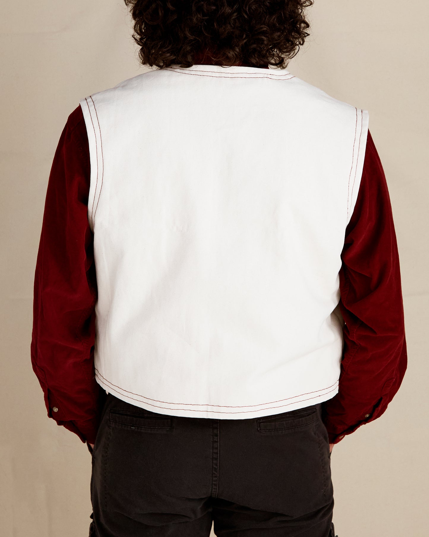 Handmade 'Blank Canvas' Vest - Natural & Crimson