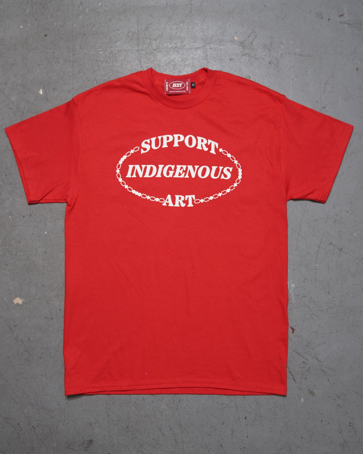 Support Indigenous Art Tee - Red (15% Proceeds Donated)