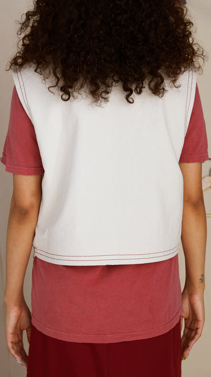 Handmade 'Blank Canvas' Vest - Natural & Crimson