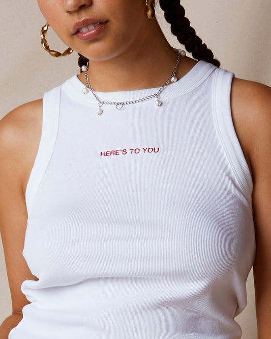 H2Y Text Tank Top - White