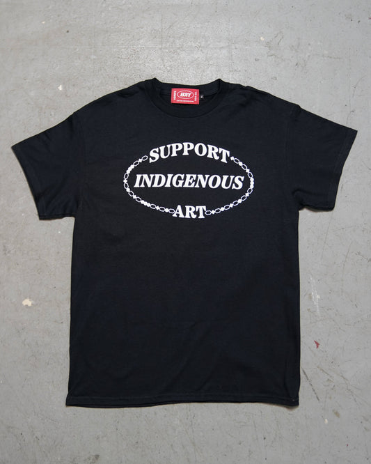 Support Indigenous Art Tee - Black (15% Proceeds Donated)
