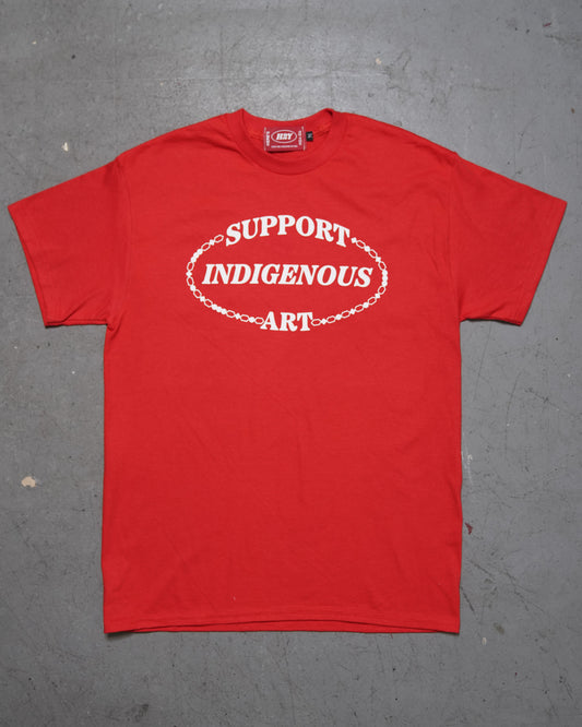 Support Indigenous Art Tee - Red (15% Proceeds Donated)