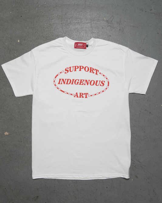 Support Indigenous Art Tee - White (15% Proceeds Donated)